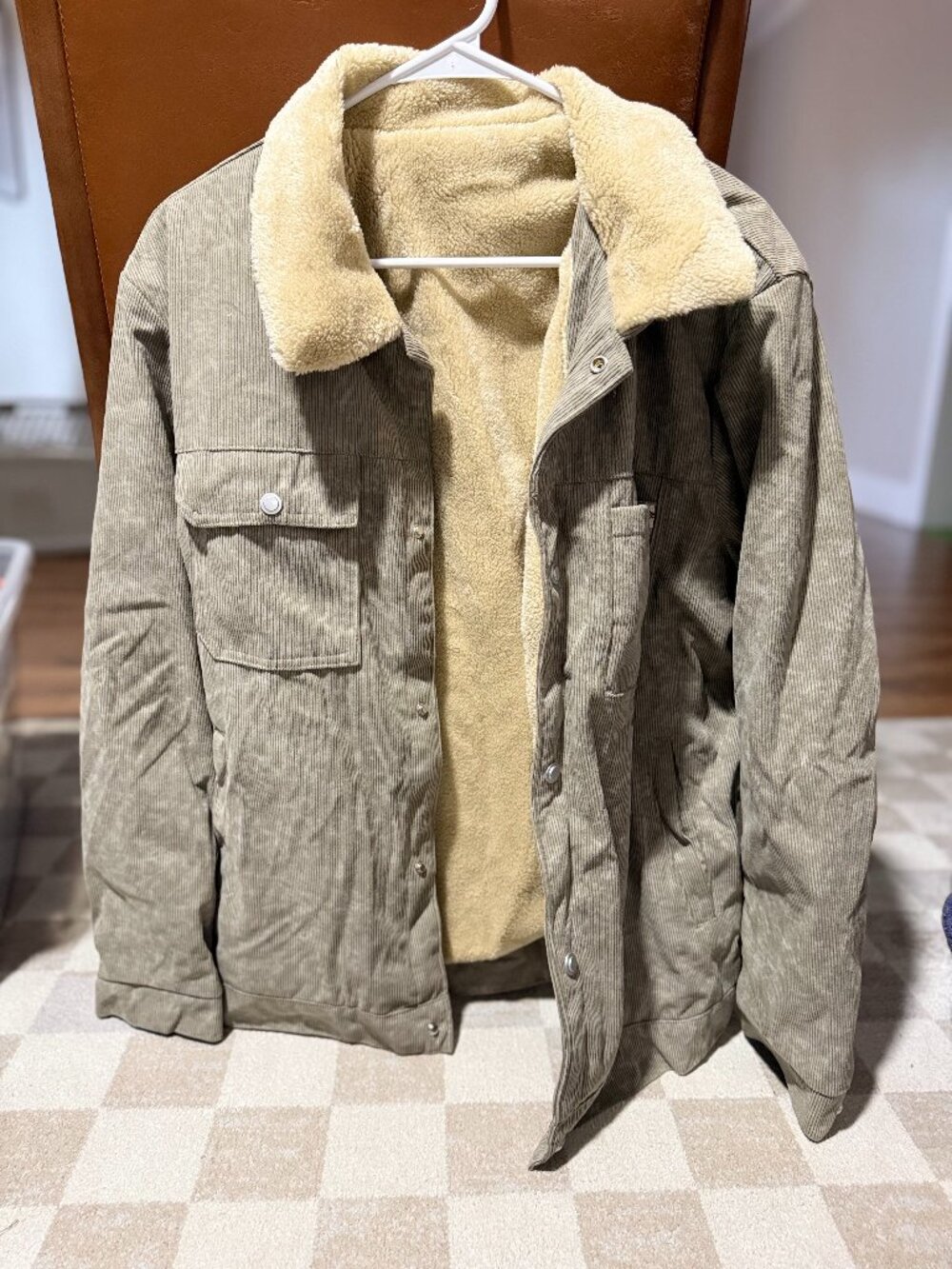 Men's Sherpa Denim Jacket, XL; NWOT